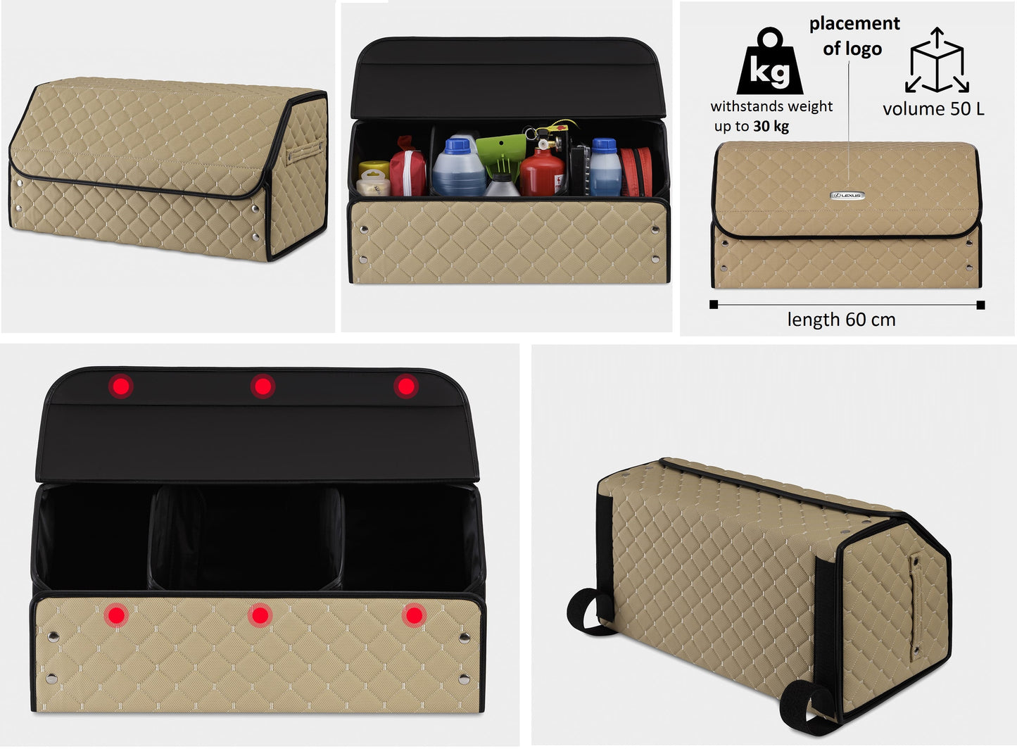 Premium Car Trunk Organizer with Magnetic Fixation System